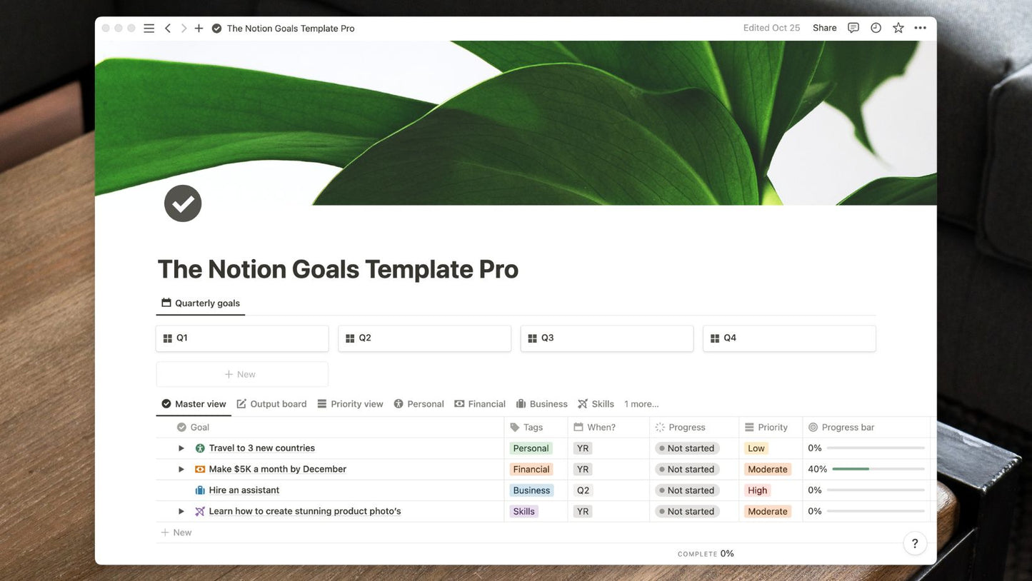 The Notion Goals Template Pro